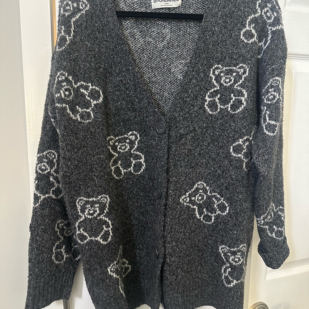 No Boundaries Charcoal Bear Cardigan